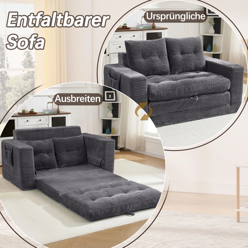 Divano 2 Posti con Braccioli Allargati e Tasche Laterali ¨C MINIMAL ¨C Grigio