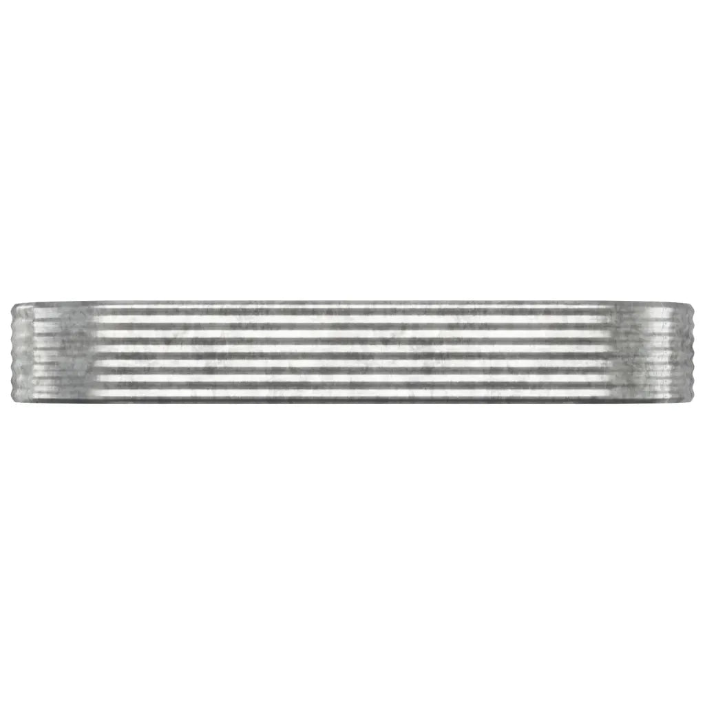 Aiuola ovale rialzata 249 x 100 x 36 cm stile rustico per esterni finitura resistente in acciaio zincato argento 02_0046578