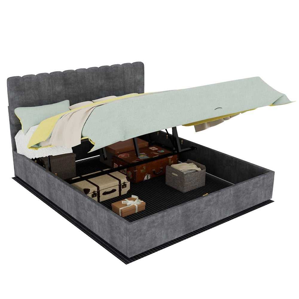 Letto Contenitore Imbottito con Testiera ¨C MINIMAL ¨C Grigio 160x200