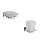 Set da bagno 2 accessori cromato: porta sapone e porta spazzolino | Arch
