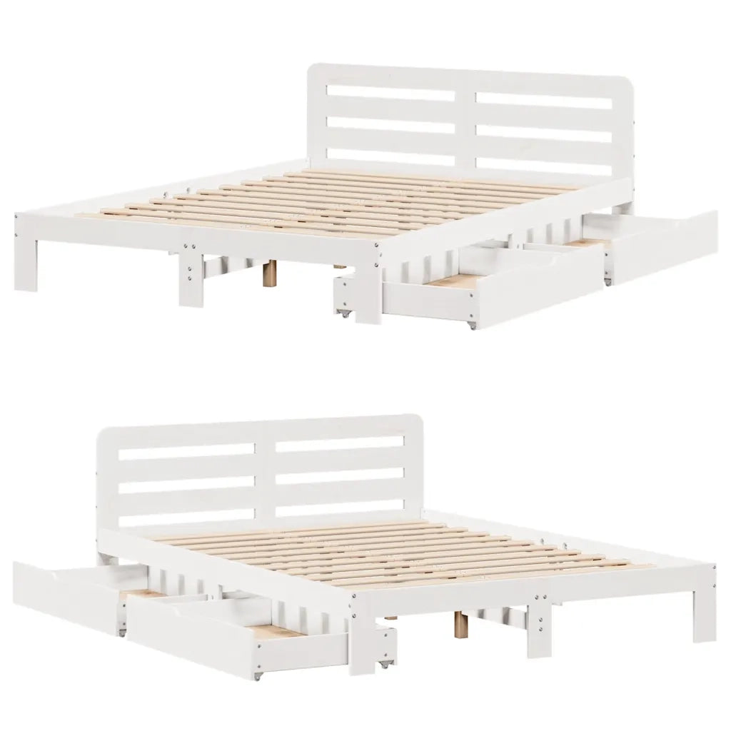Letto senza Materasso Bianco 135x190 cm Legno Massello di Pino 3309870