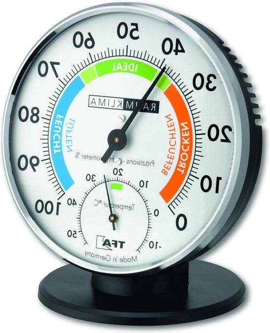 Termometro e igrometro per la regolazione del clima interno - temperatura e umidità - zone di comfort - 45.2033 102 x 35 (80) x 114 mm