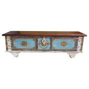 Baule in legno blu 146x40x45h cm
