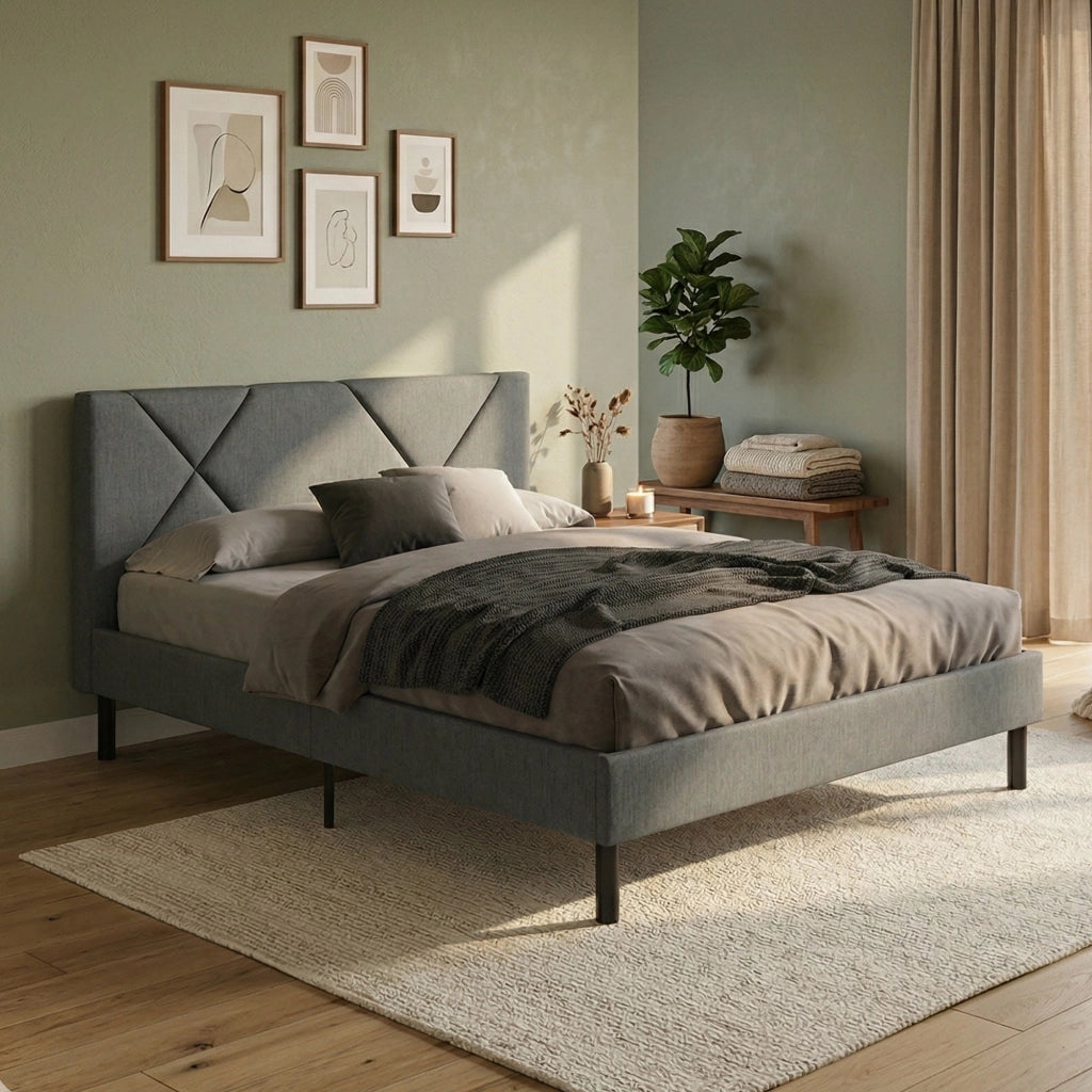 Ikelos, Letto Alla Francese Dimensione Materasso 140x190 cm, Grigio
