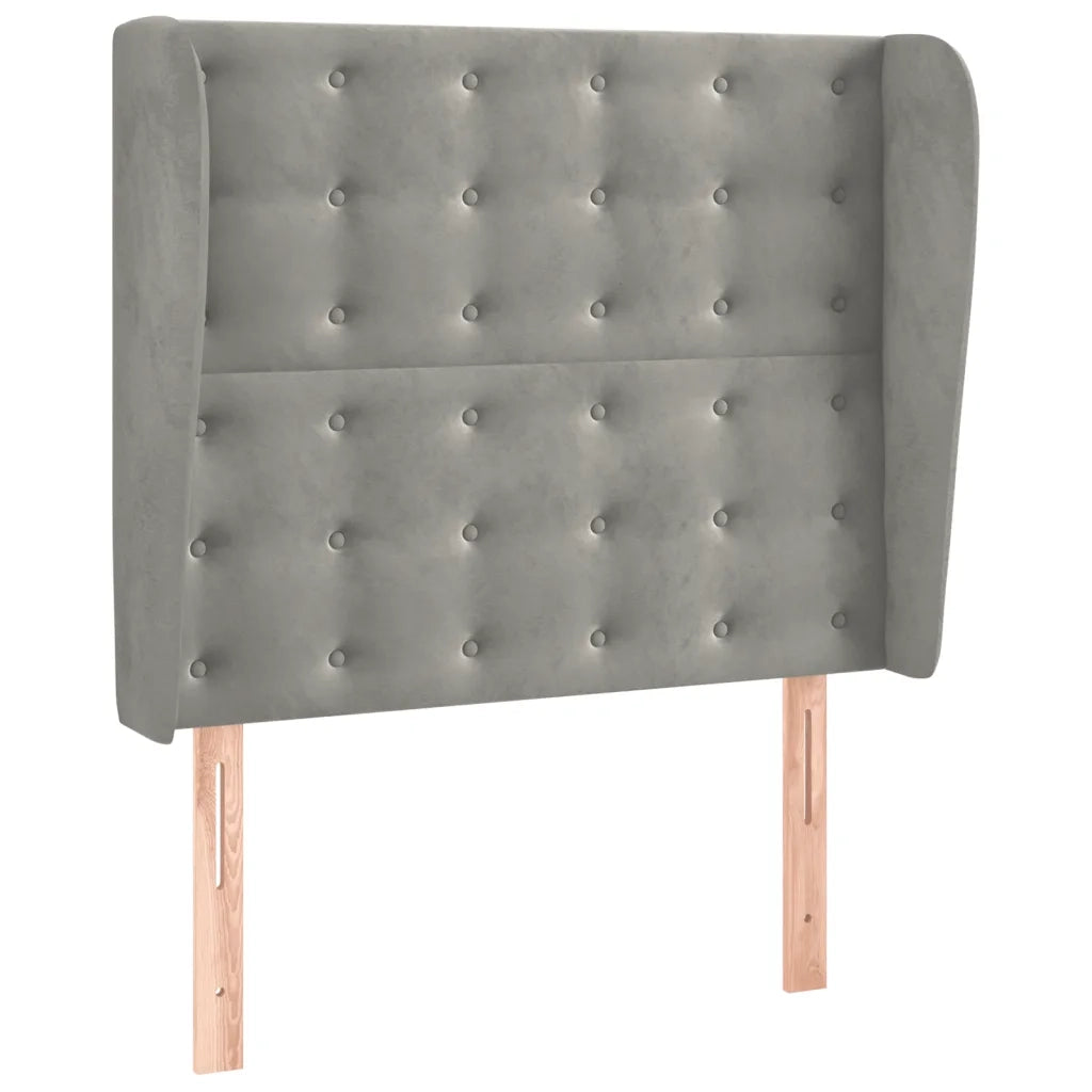 Testiera | Testata ad Orecchio Grigio Chiaro 93x23x118/128 cm in Velluto