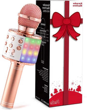 Microfono karaoke Bluetooth portatile con luce LED multicolore per bambini gioco musicale compatibile con Android iOS PC smartphone