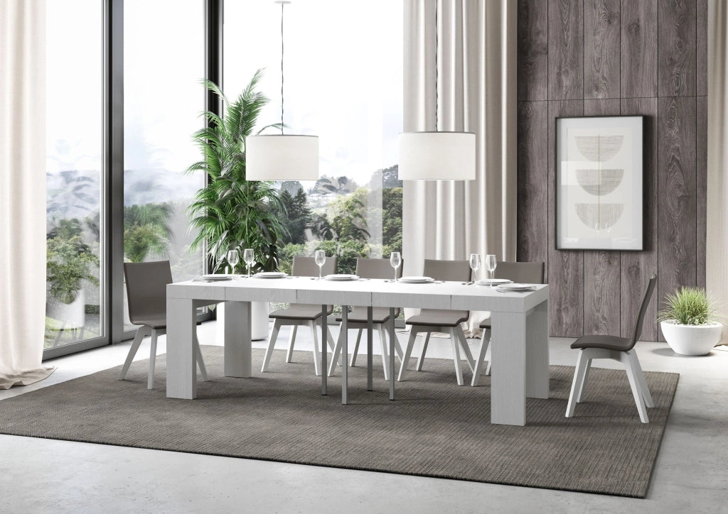Tavolo Allungabile 90/246x90x77 cm Roxell Premium Bianco Frassino