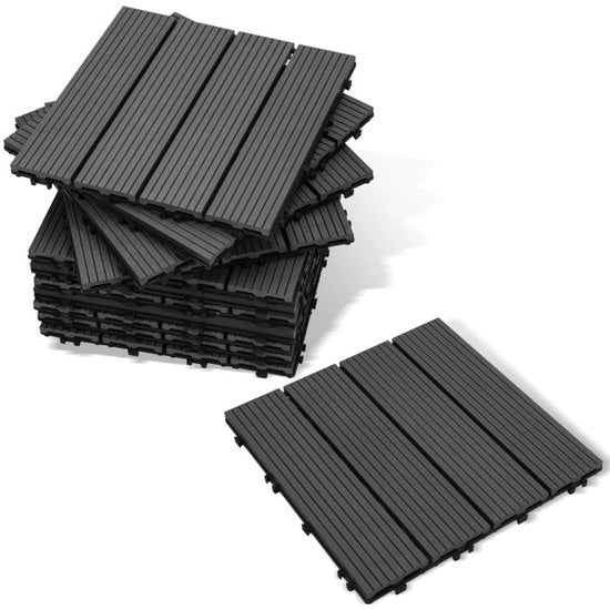 Tegoli in PVC 30x30cm 55 pezzi 5m² Tegoli per Terrazza o Balcone Montaggio Rapido Tegoli per Terrazza Tegoli per Giardino Tegoli per Terrazza Tegoli per Balcone Pavimento per Balcone Tegoli in PVC Tegoli per Esterno Grigio Scuro