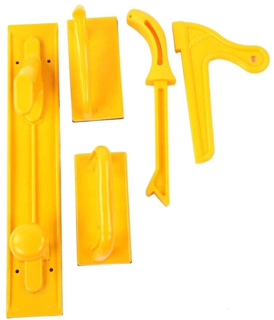 Set di Blocchi di Spinta da 5 - Blocchi Corti/Lunghi - V-Stick - Stanghette di Spinta - Fondi in Gomma - Progetto in Plastica Robusta - Accessori per Lavorazione del Legno