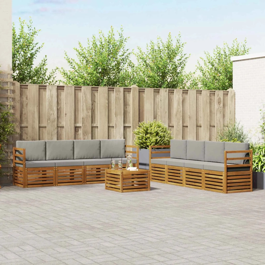 Set divani con cuscino 9 pcs Grigio Naturale e Chiaro 3374551
