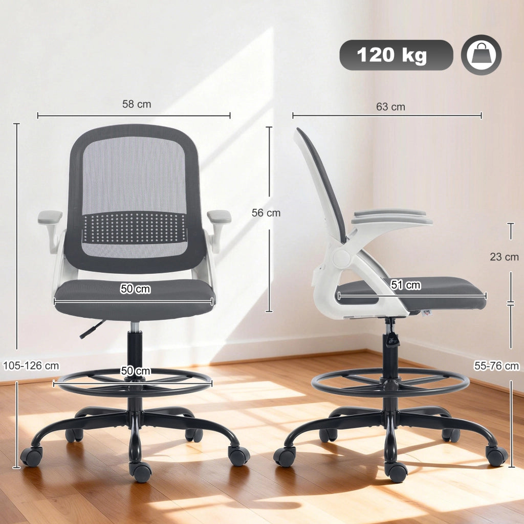Sedia da ufficio con rete ¨C Zephmum ¨C Grigio, regolabile