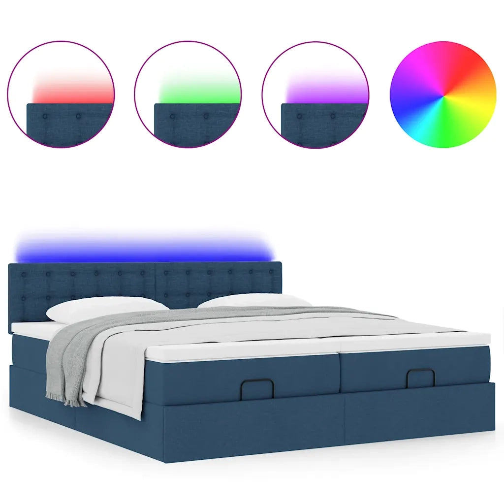 Struttura Letto Pouf con Materassi Blu 180x200cm in Tessuto 3312891