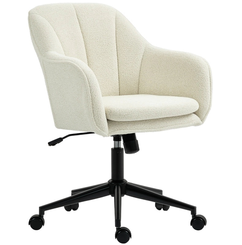 Sedia da ufficio girevole beige in tessuto effetto velluto