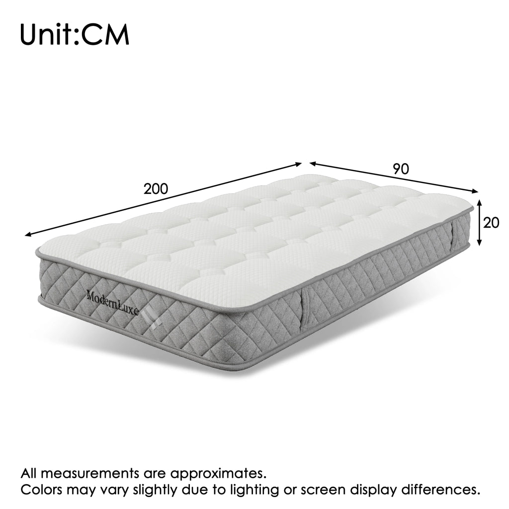 Letto singolo 90 × 200 cm con contenitore idraulico; LED regolabile e USB; materasso incluso; beige
