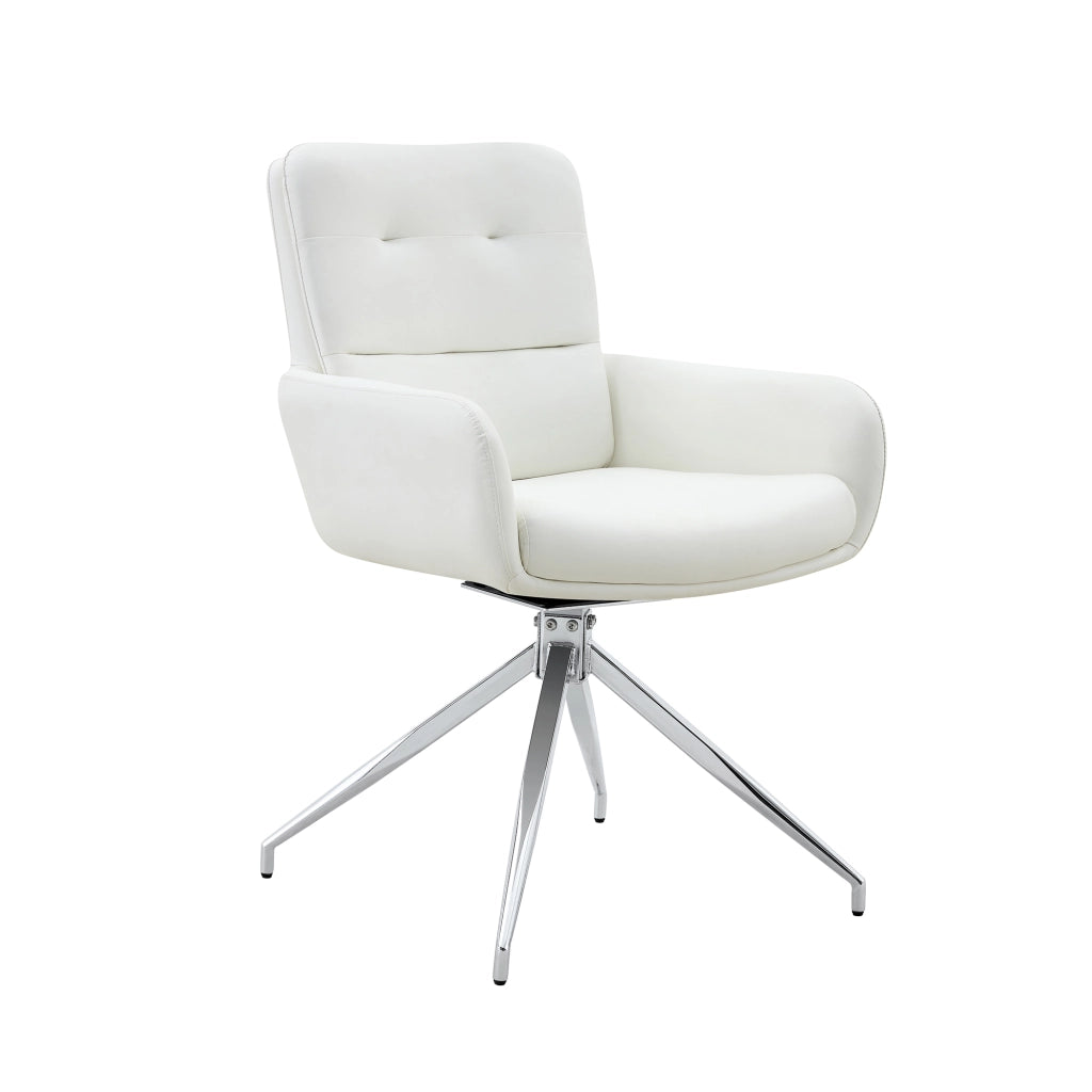 Sedie da sala da pranzo girevoli a 360 gradi set 2 con schienale imbottito in similpelle PU e metallo argento bianco