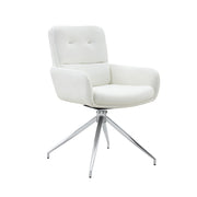 Sedie da sala da pranzo girevoli a 360 gradi set 2 con schienale imbottito in similpelle PU e metallo argento bianco
