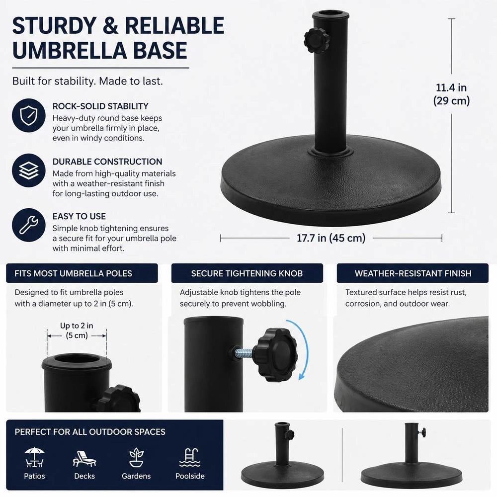 Parasol Base, Round, 10 Kg, Black, Polyresin