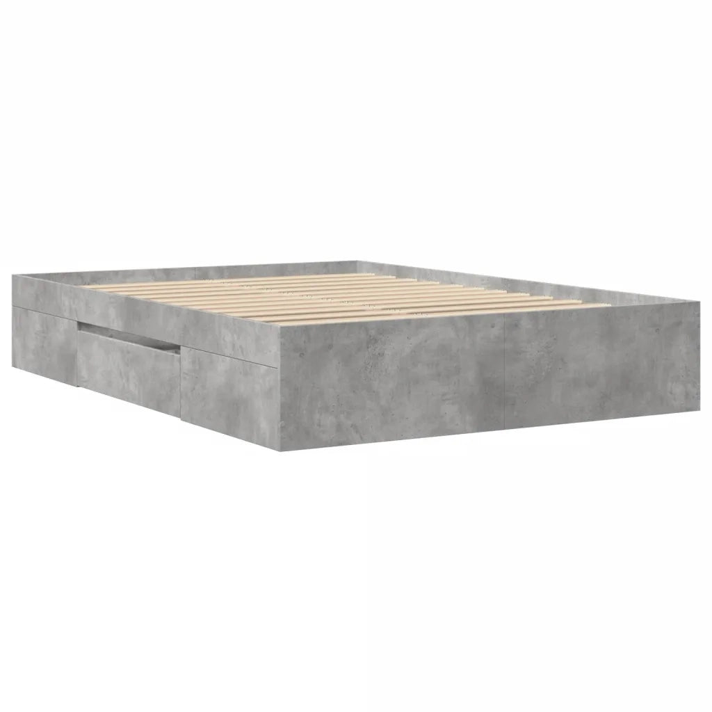 Letto matrimoniale | Letto per adulti | Giroletto Grigio Cemento 120x190 cm in Legno Multistrato