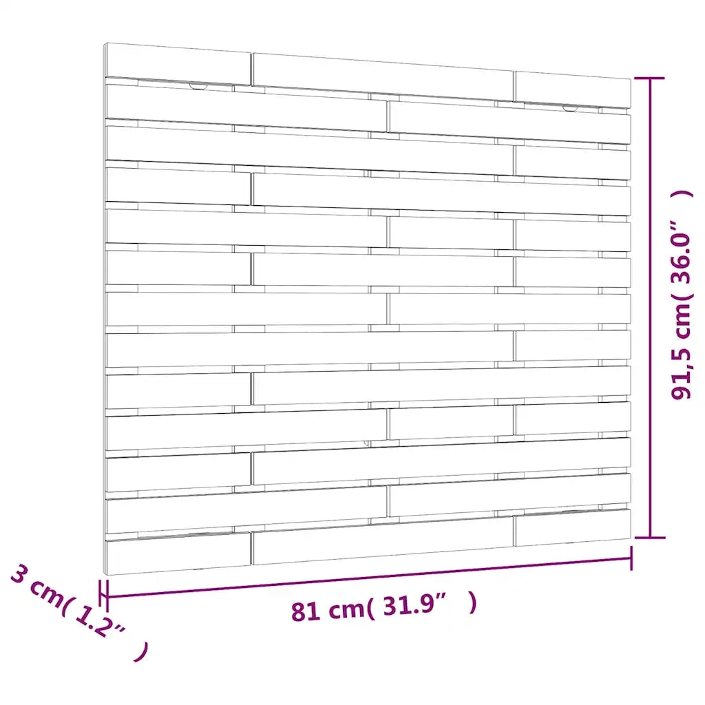 Testiera da Parete-Testiera a Muro-Testata Decorativa Nera 81x3x91,5cm in Legno Massello di Pino