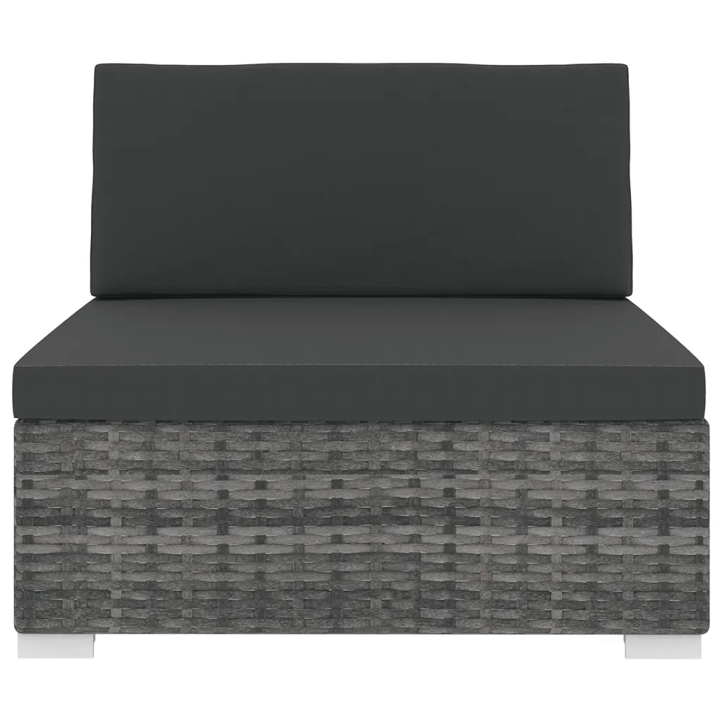 Sedia da Giardino Modulare con Cuscini in Polyrattan Grigio