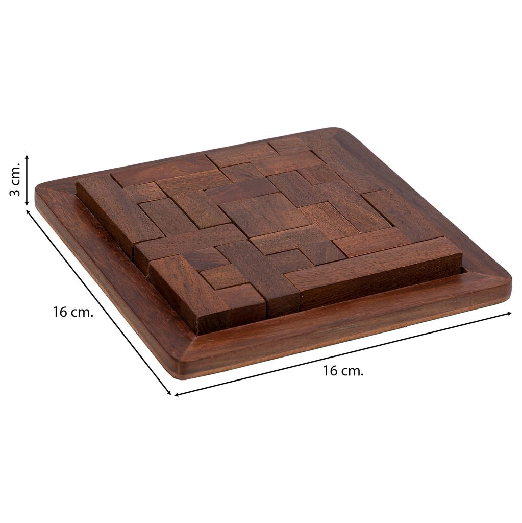 GiocoPuzzle Zigzag inLegnoMarrone 16x16x03h