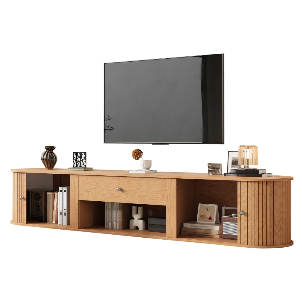 Mobile TV 180 cm con 2 ante a rullo, cassetto e vano aperto