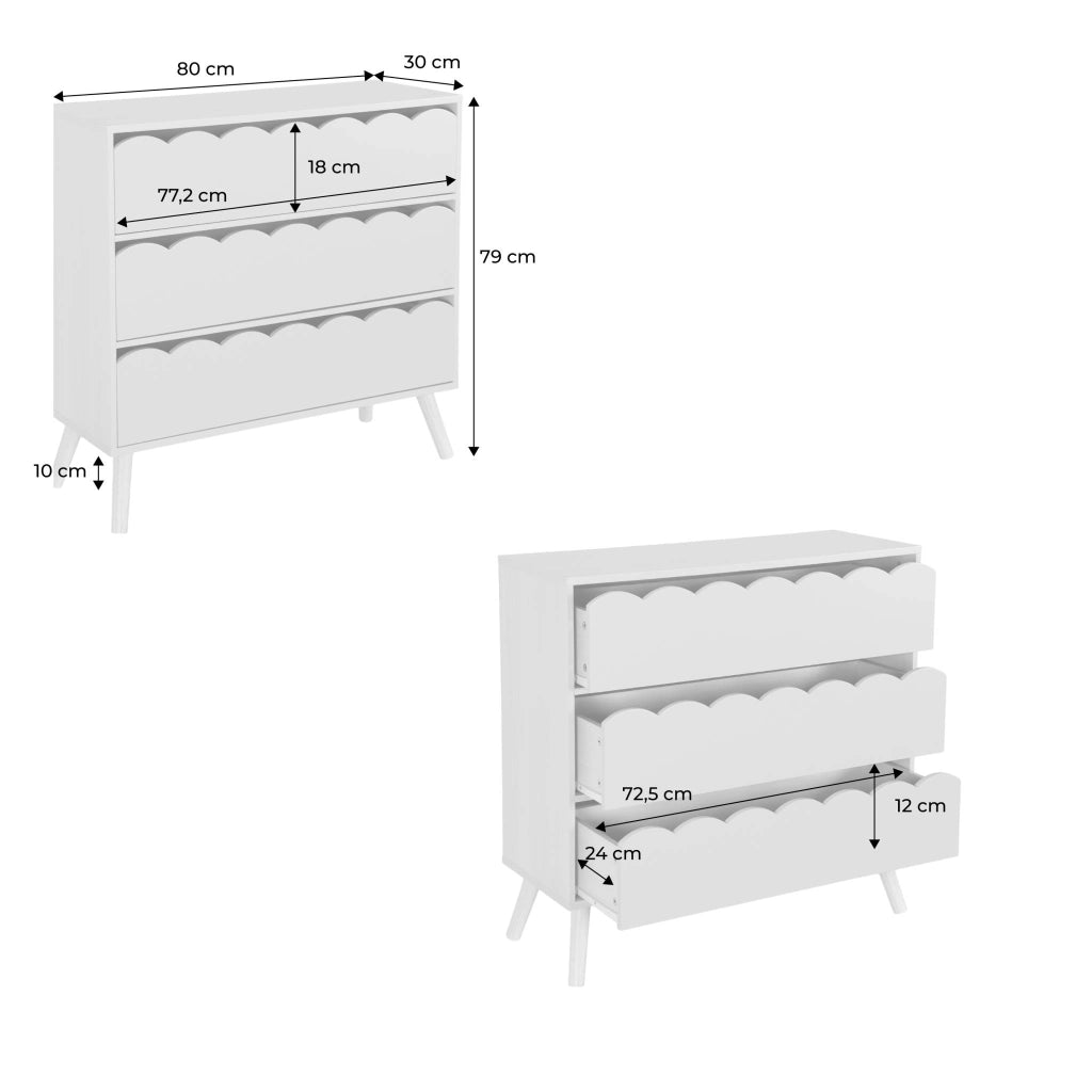 Cassettiera per bambini effetto legno 3 cassetti, marrone naturale