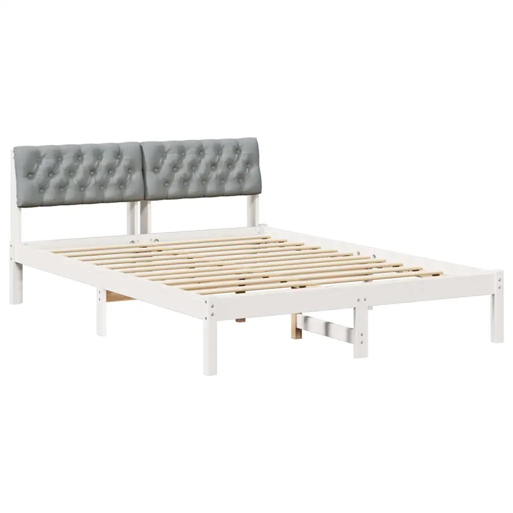 Struttura del Letto Bianco e grigio chiaro 140 x 190 cm 878618