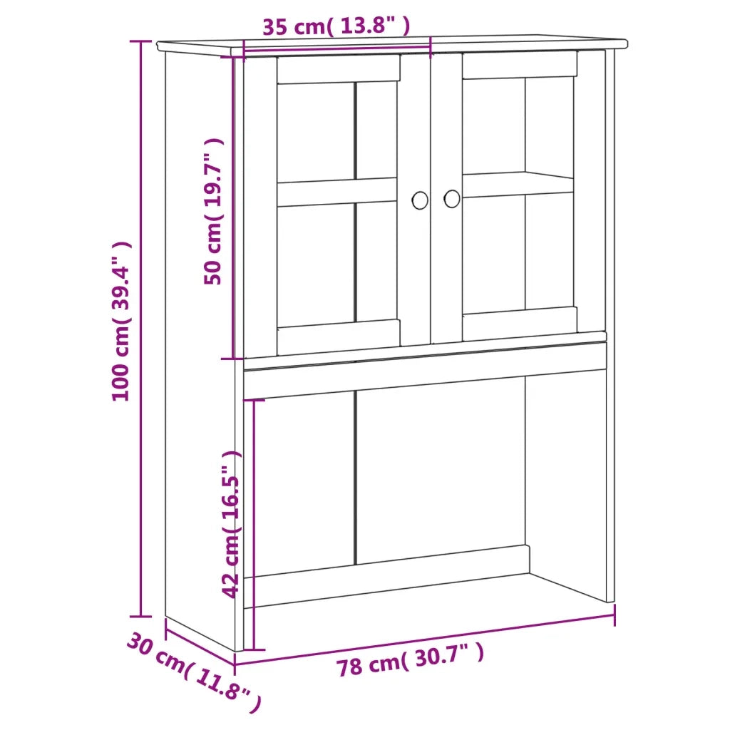 Piano Comò VIGO Bianco 78x30x100 cm in Legno Massello di Pino 353206