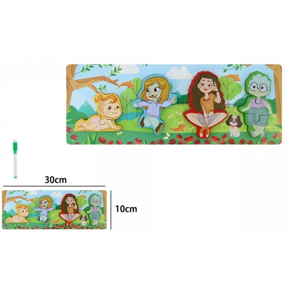 Trade Shop - Lavagna Puzzle In Legno A Incastro Ciclo Crescita Donna Gioco Educativo Bambini 74997 -