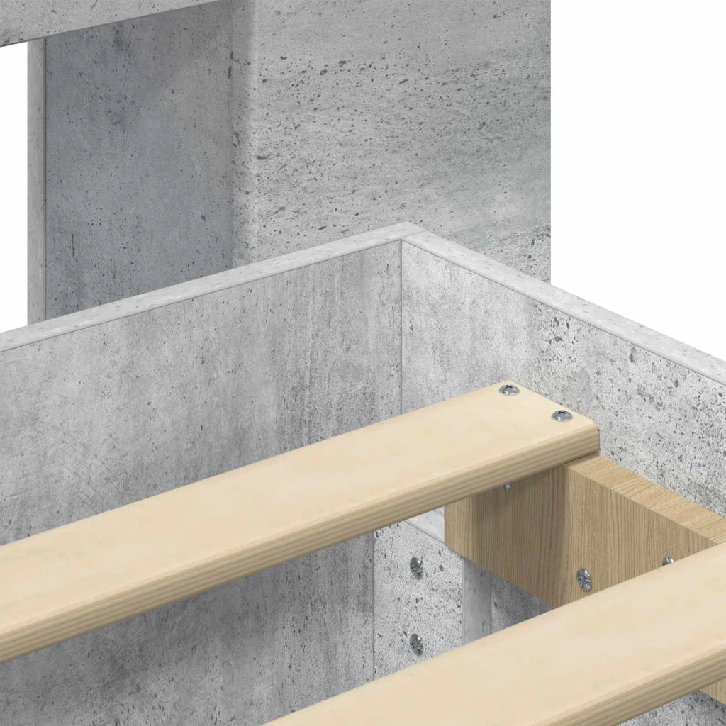 Letto singolo | Letto per adulti | Telaio del letto con storage Grigio Cemento 80 x 200 cm