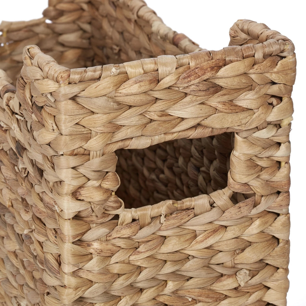 Portariviste in giacinto d'acqua design naturale intrecciato ufficio 30 x 20 x 30 cm con maniglie in giacinto d'acqua 13_0014908
