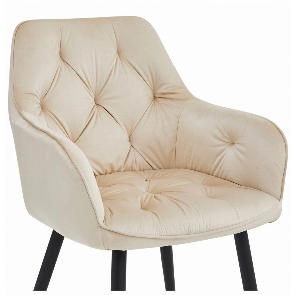 Sedia Jork in velluto beige con gambe nere