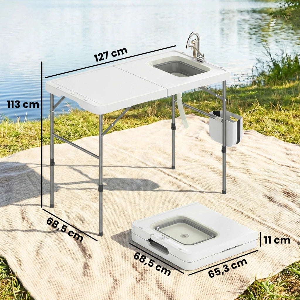 Tavolo da Pesca Pieghevole Regolabile ¨C Zephmum ¨C Grigio 120x60x90