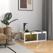 Recinto per tartarughe ULEVR 81x48x31,5 cm con 2 zone, coperchi apribili e vassoi estraibili, bianco e grigio