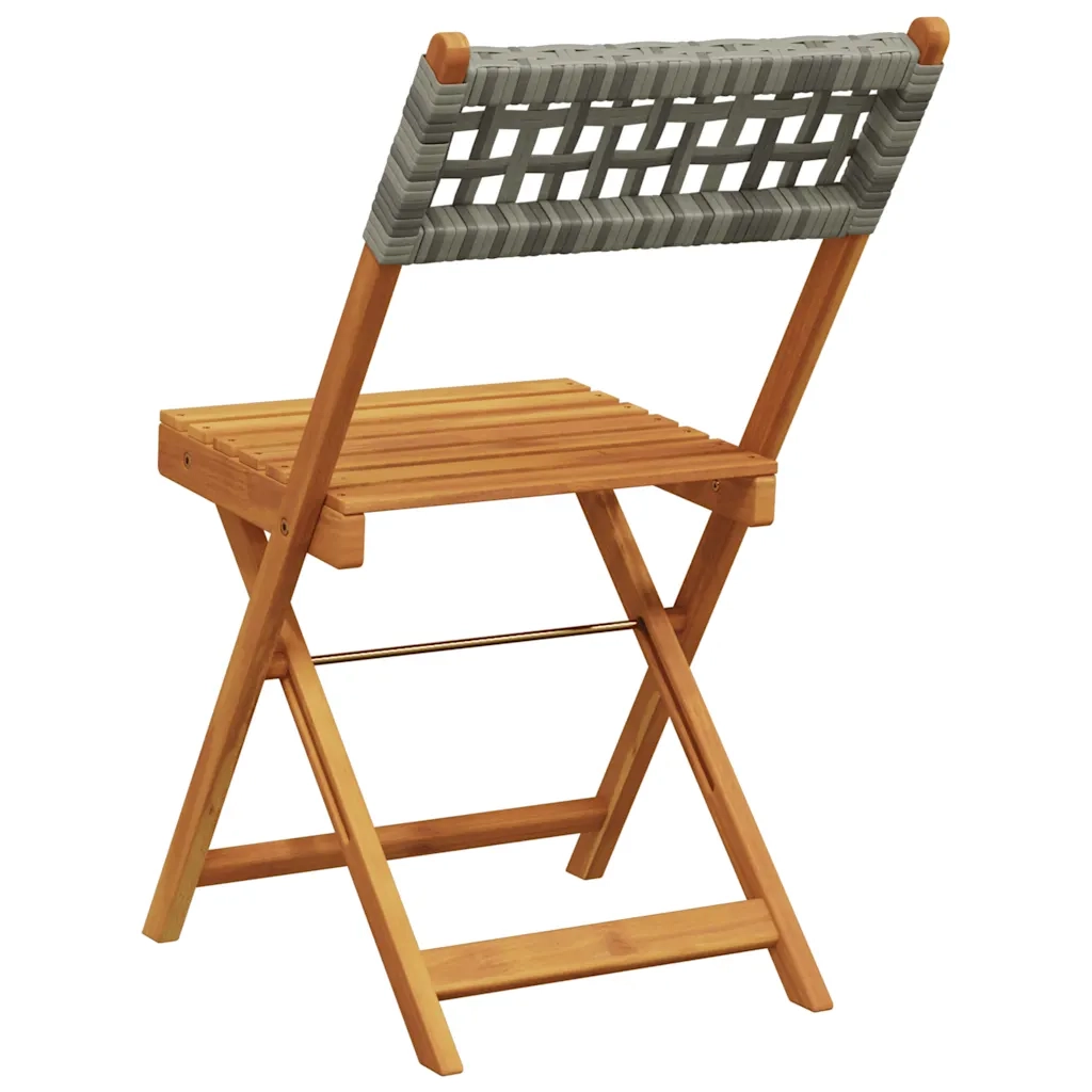 Sedie Pieghevoli 2 pz Grigie Legno Massello Acacia e Polyrattan 367676