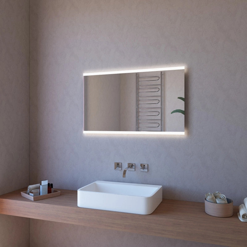 Specchio da Parete Retroilluminato a LED Rettangolare 60x80 cm spessore 4 mm Cornice Cromo Lucido