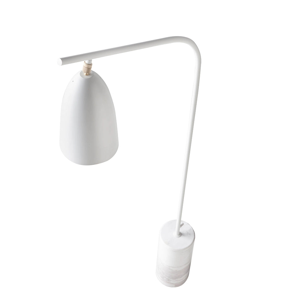 Lampada da terra in marmo e acciaio bianco