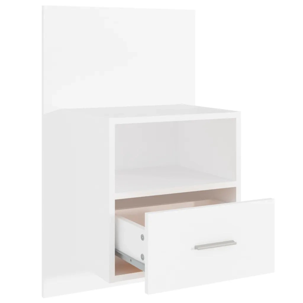 Set di 2 Comodini | Armadio da Notte | Mobiletto da notte a Parete Bianchi