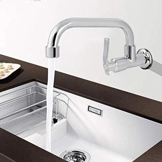 Kraan a vapore monoblocco - Cucina - Cassetta in ottone - Tubo in acciaio inossidabile - Adatto per cucina - Argento 1/2 25cm