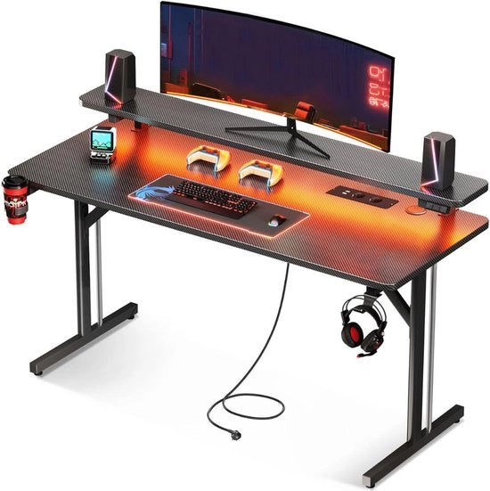Bureau per il Gioco con Illuminazione a LED - Scrivania per Computer - Mobili per Computer