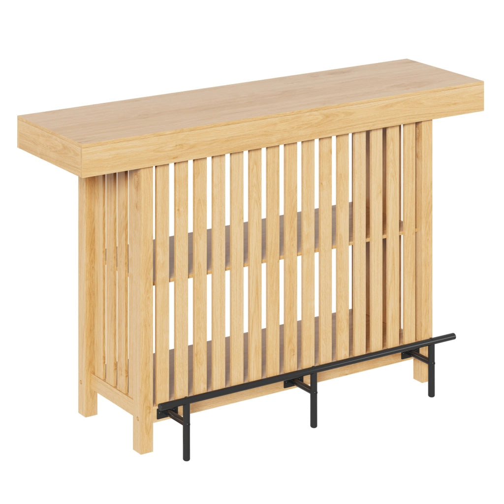 TAVOLO Bar con Mensole a 2 Livelli 160x40x105 cm MDF Naturale