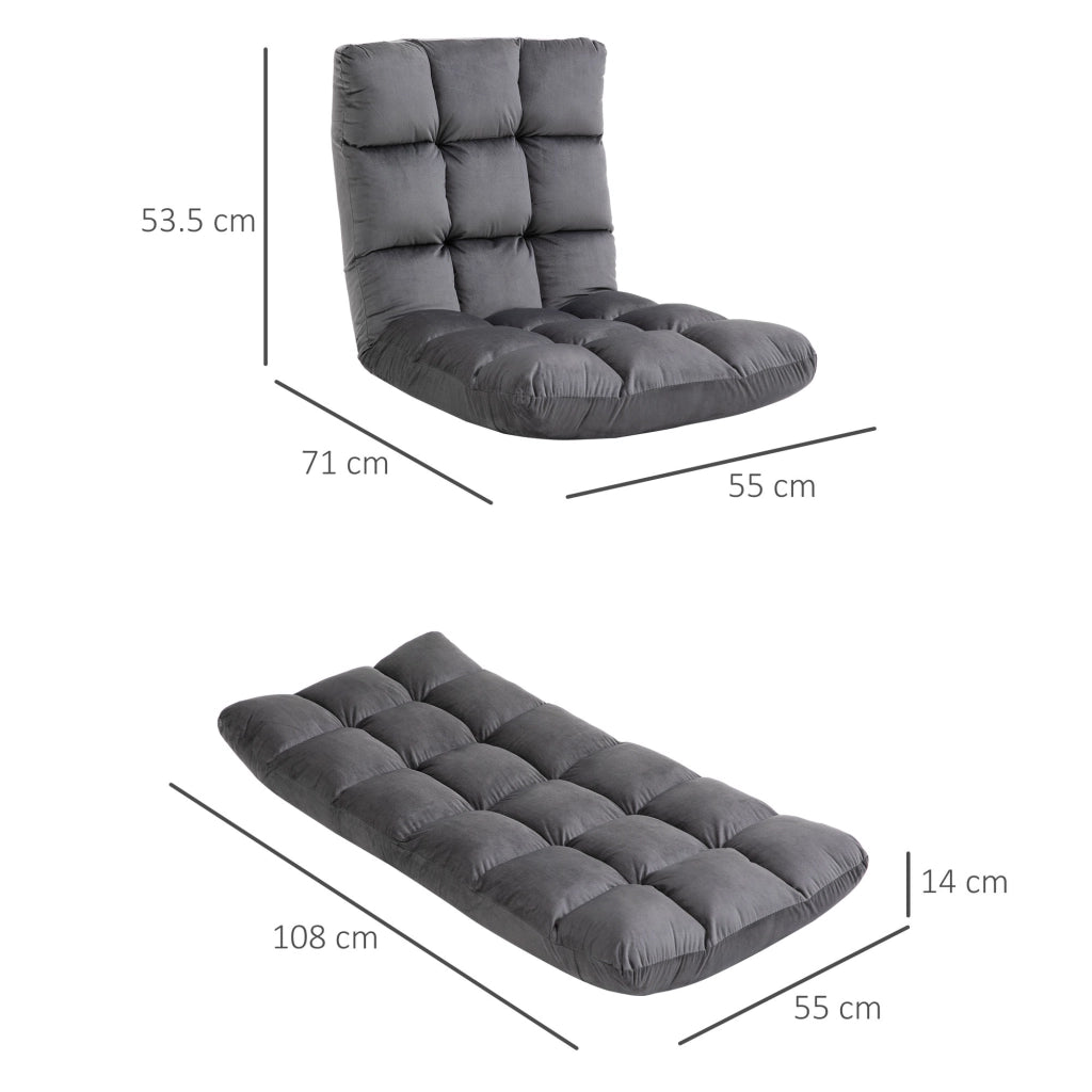 Poltrona da pavimento 55x71x53.5 cm convertibile 3 in 1 in poliestere grigio scuro