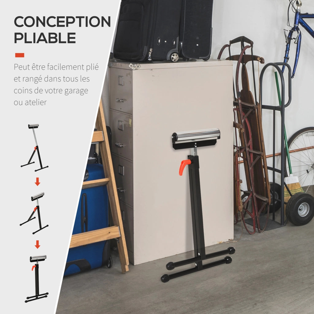 Tavolo da lavoro pieghevole con rullo ¨C Minimal ¨C Nero, 68-110 cm