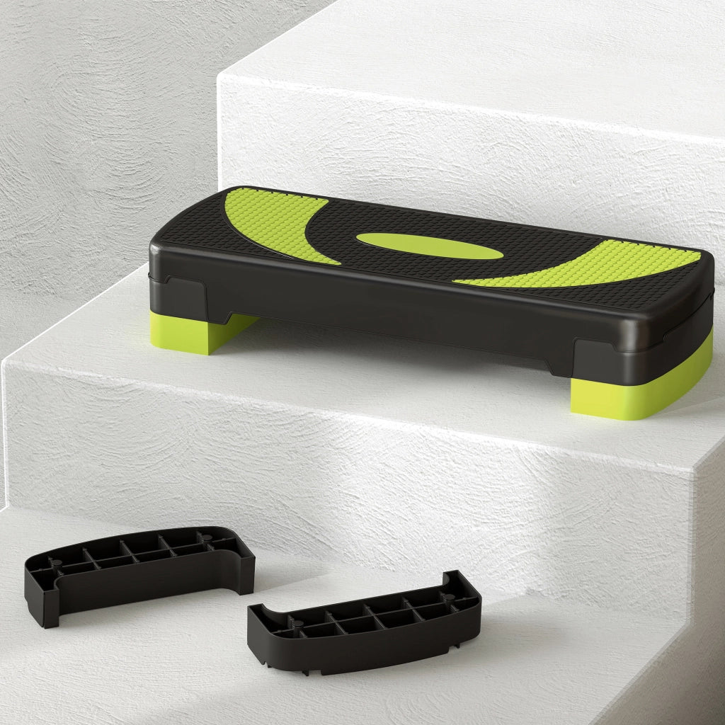 Stepper Fitness per Aerobica Regolabile su 3 Altezze in Plastica Verde e Nero