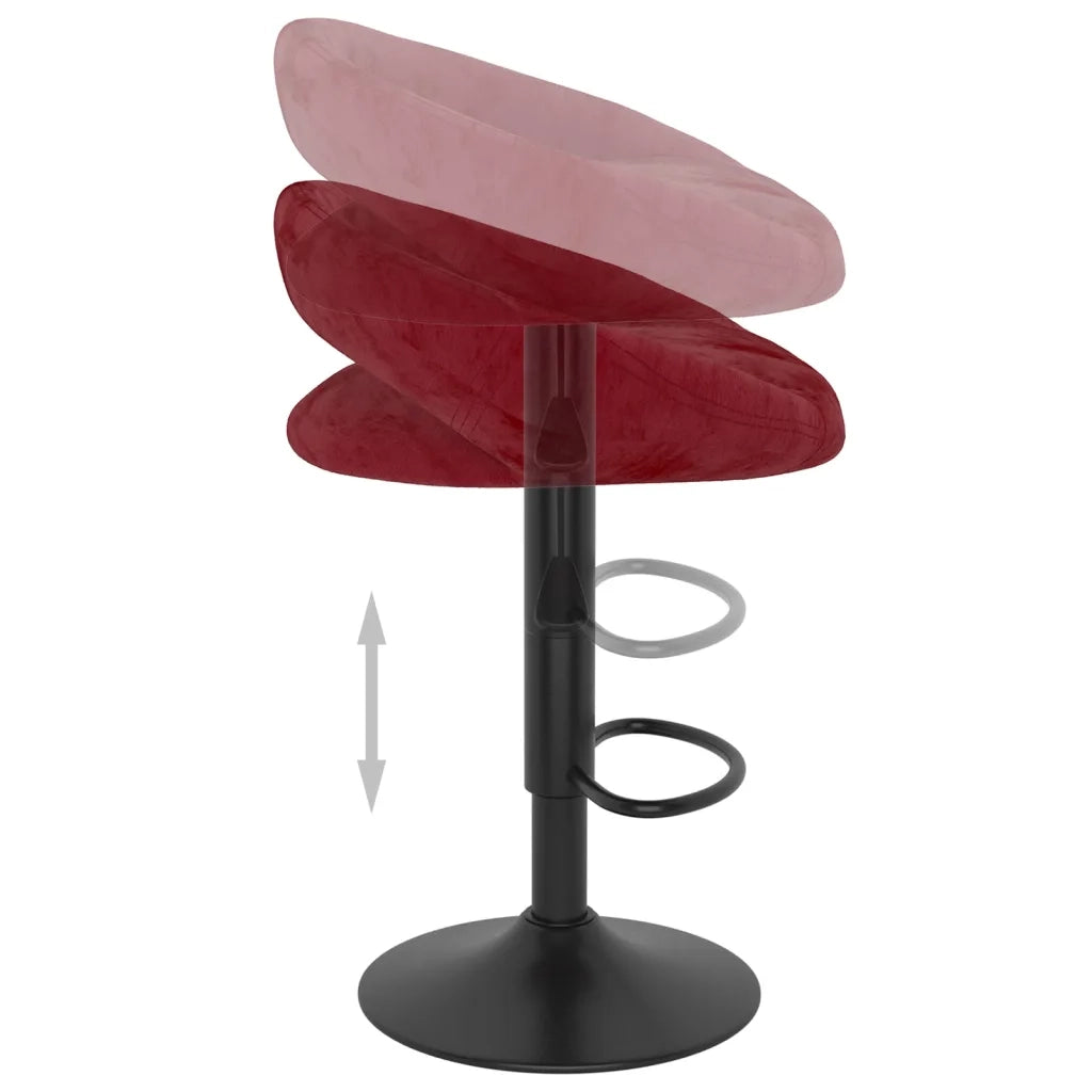 Sgabelli da Bar 2 pz Rosso Vino in Velluto 333275