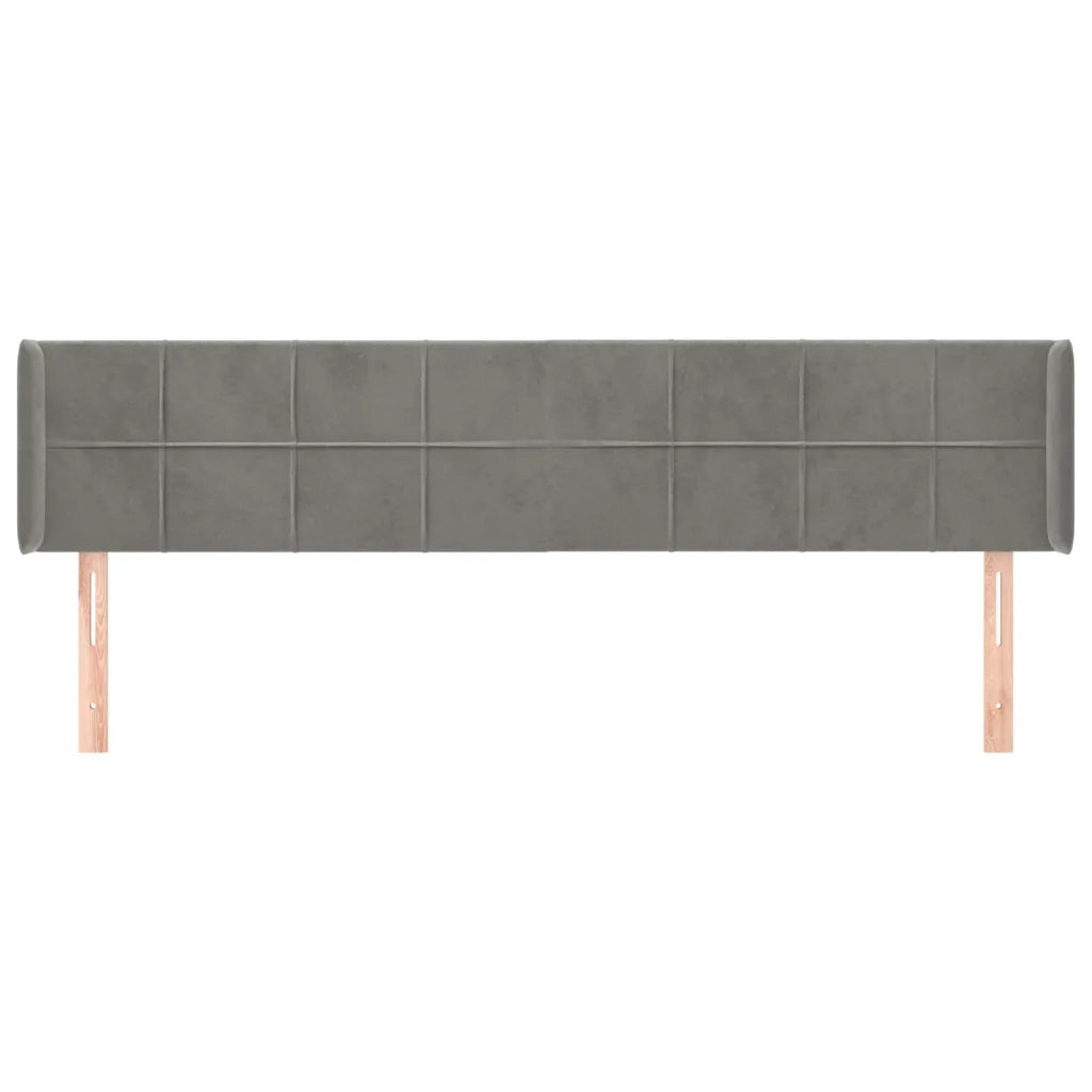 Testiera | Testata ad Orecchio Grigio Chiaro 163x16x78/88 cm in Velluto