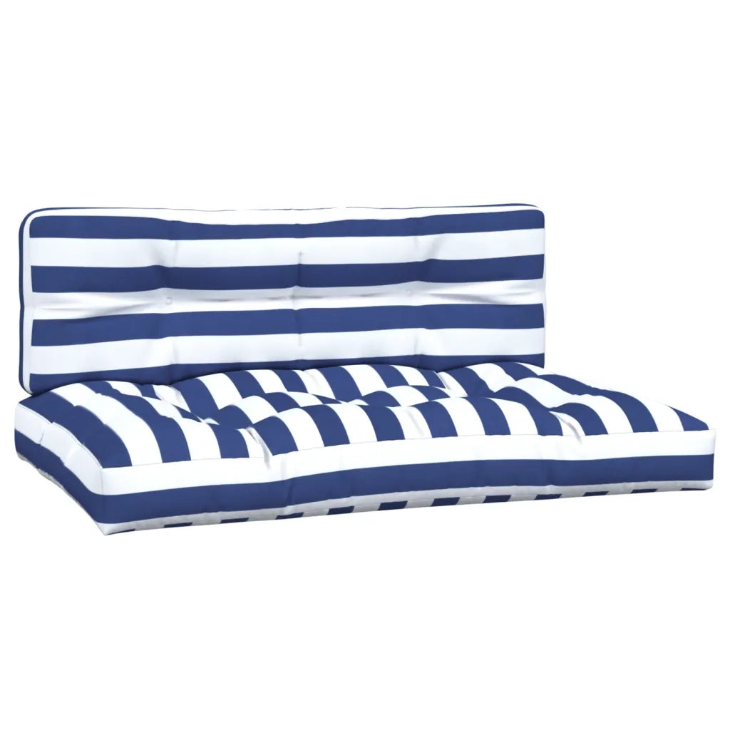 Cuscini per Pallet 2 pz Strisce Blu e Bianche in Tessuto 360748