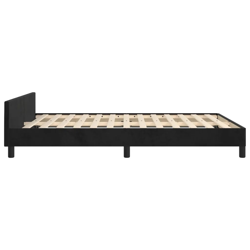 Letto matrimoniale | Letto per adulti | Giroletto senza Materasso Nero 140x200 cm in Velluto