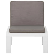 Poltroncina-Poltrona da Giardino con Cuscino in Plastica Bianca